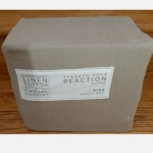 Kenneth Cole Linen blend king 4 pc king sheet set Taupe